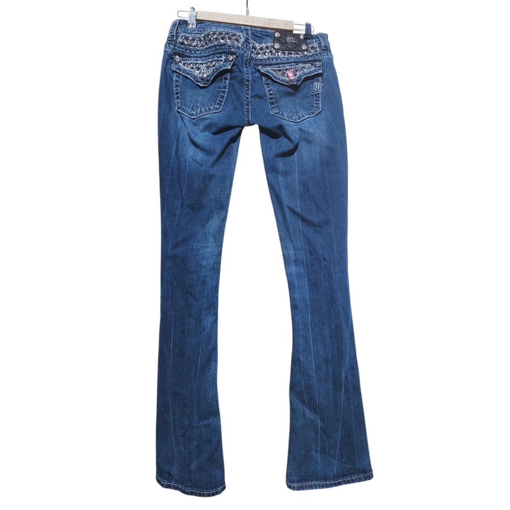 Miss Me Signature Rise Bootcut Jeans JP6240BU Dark Wash Embellished Size 28 - Picture 2 of 7
